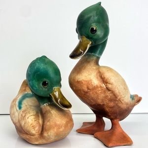 FREEMAN McFARLIN Signed Anthony USA VTG Ceramic Pair of Mallard Ducks
